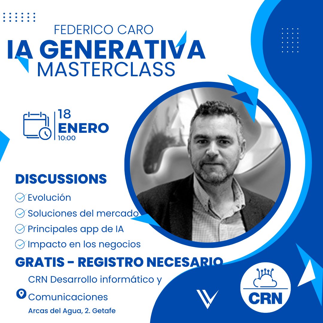 Apúntate la IA Generativa. El poder de la tecnología y el impacto en el negocio.

El 18 de Enero tendremos a Federico Caro del Moral, de la empresa VASS en esta Masterclass que no te puedes perder. ….centrosdeformacion.empleo.madrid.org/masterclass-ia…

#ia #iaGenerativa #empleo #masterclass
