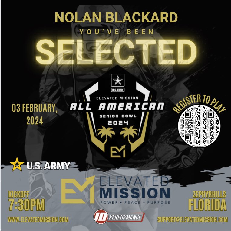 NolanB_58's tweet photo. Blessed to be invited to the Elevated Mission all American bowl
@apollo_wright @bjjones10 @wblakewillis @TheeCoachO @Coach_Waugh @CoachHeldreth @JSmall59 @JACT_Athletics @CoachAllshouse @FBPirates @PirateCoachB @johnruggles https://t.co/UM9xqK3lmS