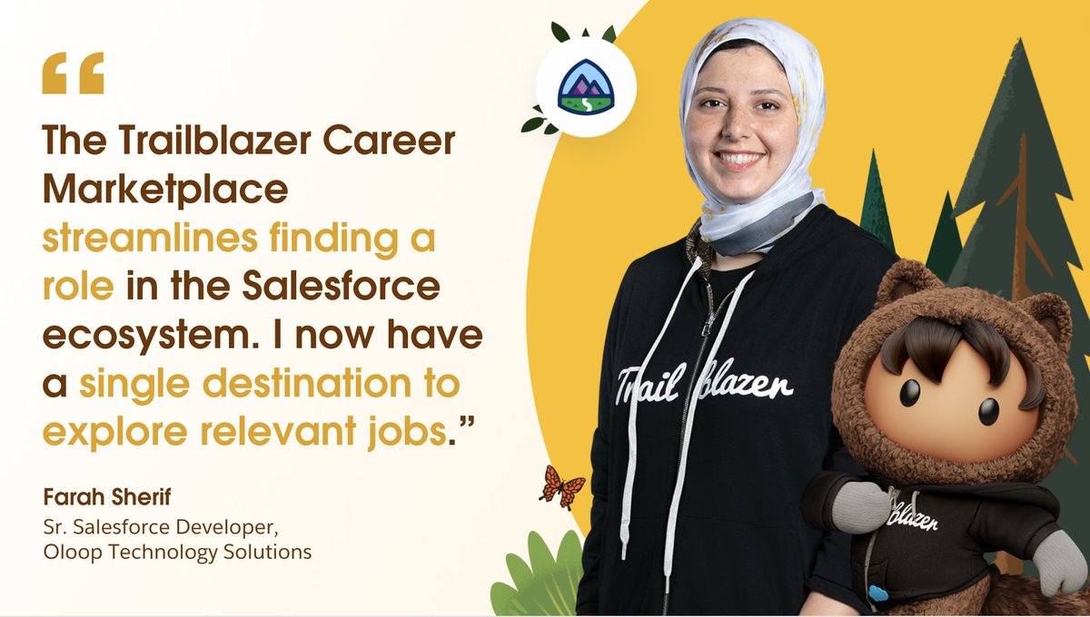 Salesforce roles, all in one place! ⭐ That's why @FarahSherifgh loves the new Trailblazer Career Marketplace, the premier job hub connecting Trailblazers and employers. 👏 Learn more about Trailhead's latest innovation: sforce.co/41L77AQ