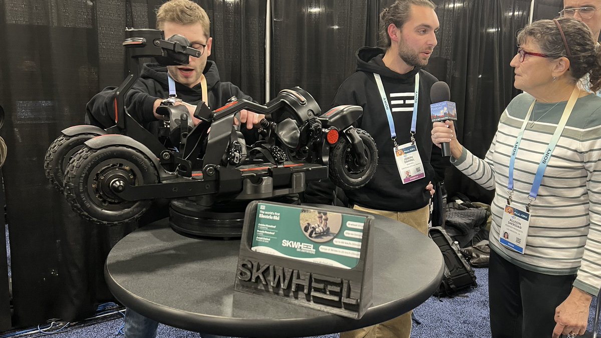 PeteTecManComan's tweet photo. Introducing the @Skwheel_ the world’s first electric skis ⛷️

@CES Unveiled 2024!

#ces #ces2024 #tecman #petecoman #thebeardedtech #lasvegas #newtech #newtechnology #futuretech #futuretechnology #thebestofces #technology #tech #thetecheffect #cesunveiled #skwheel https://t.co/GvXeEAsDSX