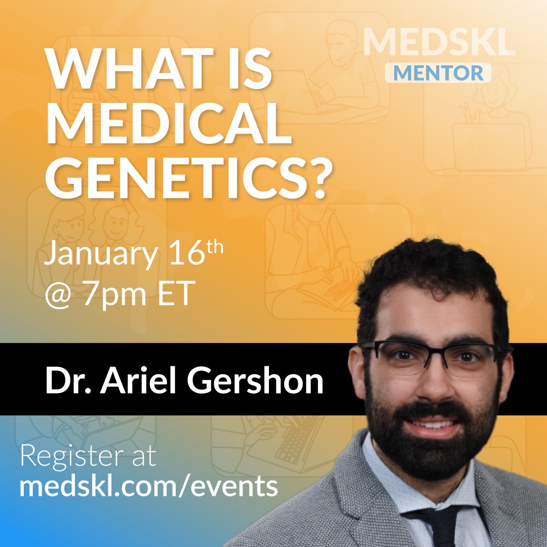 Happy New year from Medskl! January is #Genomics month at MEDSKL for #medicalstudents. Interested in learning about Medical Genetics is?  I am hosting a mentorship session to chat (bring your Qs!):  Jan 16, 7EST. medskl.com/events #medtwitter #foamed #pediatrics #medicine