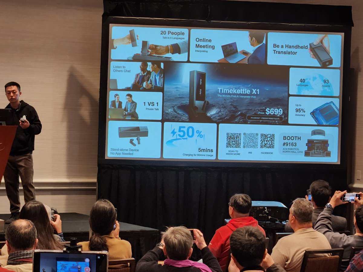 Timkettle X1 AI does live language  translation with text and earbud (or live phone call) for 40 languages. Maybe a stretch, but they claim it works with 10 users speaking 4 different languages concurrently! #CES