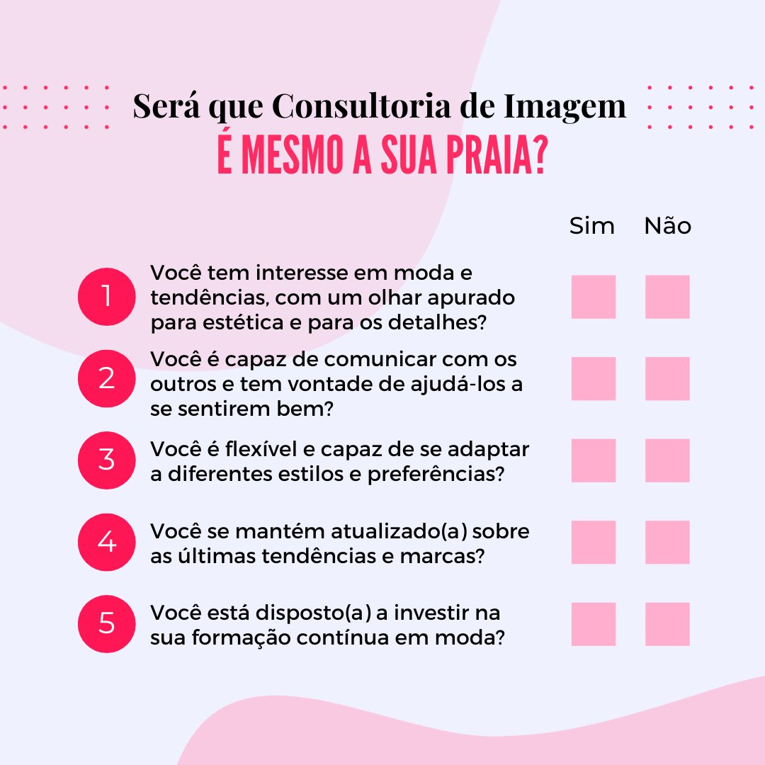 enmoda's tweet photo. Se você respondeu SIM para a maioria das perguntas, você tem tudo para se tornar um(a) consultor(a) de imagem!

Acesse https://t.co/GVigiCCjqy e confira todos os detalhes do nosso curso de formação totalmente online! 🎓💻 https://t.co/R0LDuZmQAk