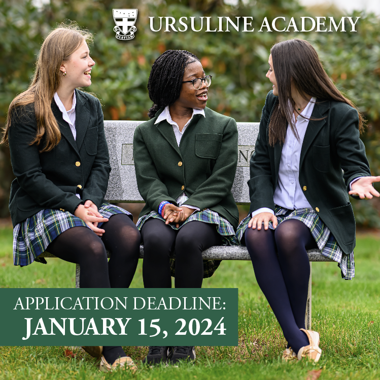 Interested in joining the Ursuline community? The deadline to apply for fall 2024 enrollment is one week from today! January 15, 2024