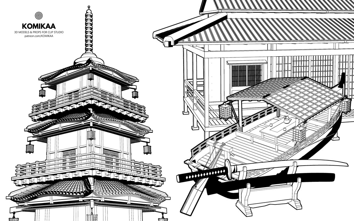 ❰ #KOMIKAA ❱  Check out our latest 3D models for #CLIPSTUDIO !  Japanese Collection 1 !

Download here: patreon.com/posts/japanese…