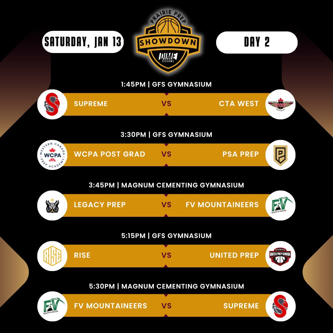 HuffmanCoach's tweet photo. Jan 12-14
Prairie Prep Showdown in Strathmore, Alberta.  All games live-streamed on the CTA West YouTube Channel. This tournament is loaded with talent ready for the collegiate / university level!

Western Canadian Prep and Postgrads https://t.co/cAKYJOcLud