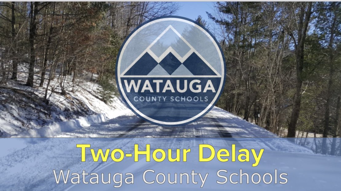 WataugaSchools's tweet photo. Due to the potential for overnight refreeze coupled with the forecast for additional freezing precipitation tonight and to give time for daylight in the morning, Watauga County Schools will operate on a two hour delay on Tuesday, Jan. 9.
Buses will travel Limited A routes. https://t.co/atuGHwDOhY