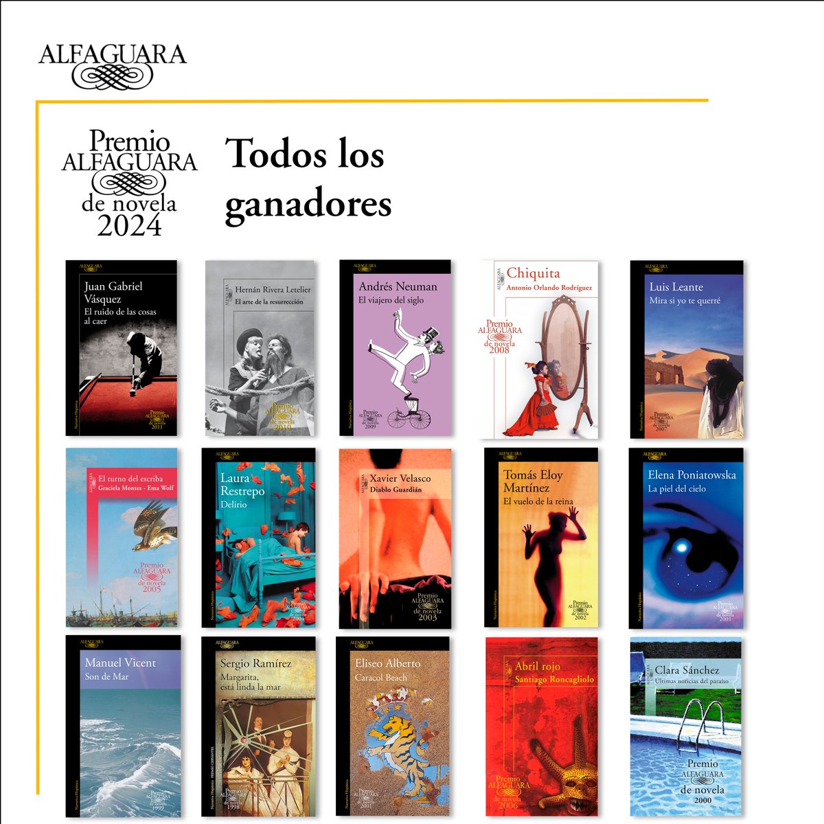 El 25 de enero se celebra el Premio Alfaguara 2024 y, mientras esperamos a conocer al ganador de este año en el que además se cumple el 60 aniversario de Alfaguara, haremos repaso por todas las obras ganadoras. 📚 ¿Cuáles han leído?