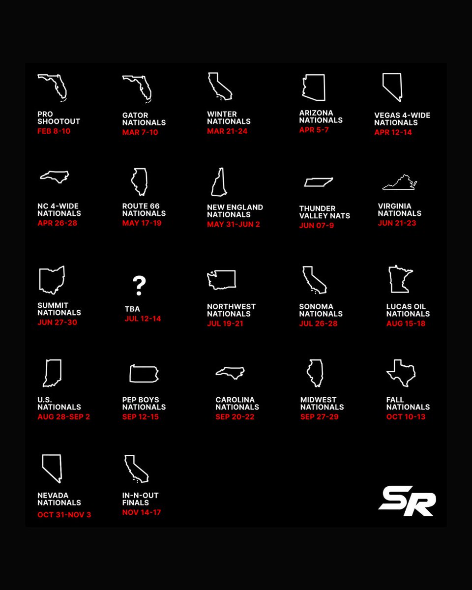 Get ready for the excitement of the 2024 season! We’ve got 21 thrilling races lined up. Which ones will you be joining? 

#motorsports #racing #dragracing #topfuel #nhra #automotive #kawasaki #dragster #topfueldragster #motorcycle #prostockmotorcycle