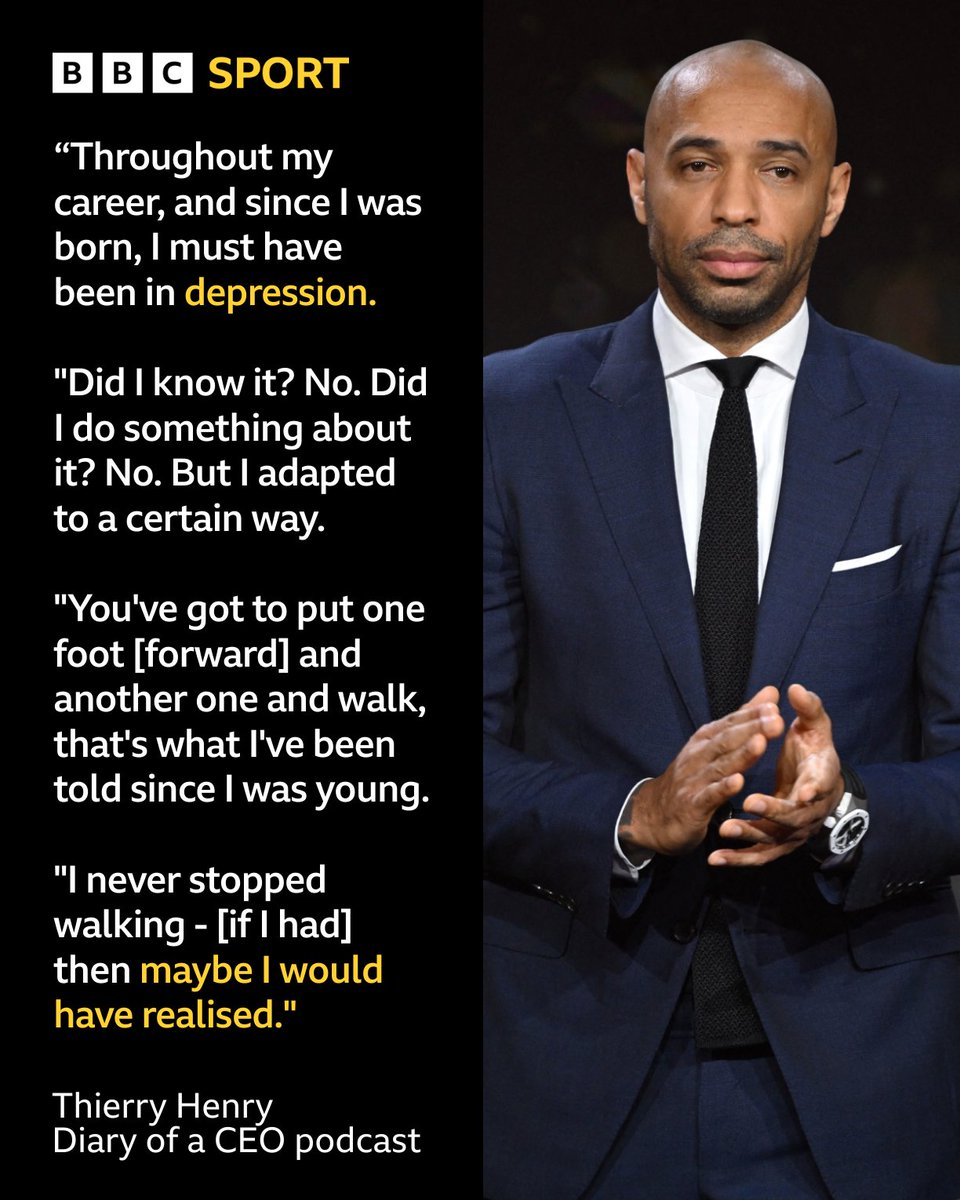 Thierry Henry has opened up about his mental health, saying he must have had depression during his playing career.