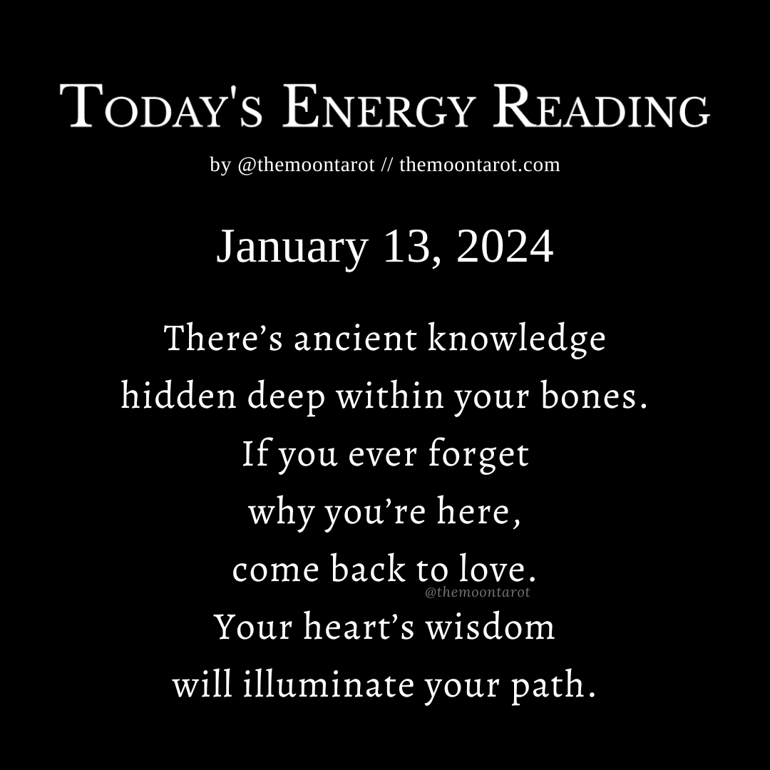 themoontarot_'s tweet photo. Today’s Energy Reading: January 13, 2024

It can seem so simple, and even foolish, to think that love can mend all that’s been broken. What if that’s the point?

Let’s make today a little more simple. Come back to love. https://t.co/lo4vwTWxBA