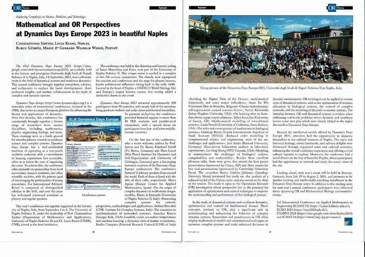 brcznh's tweet image. Our recently published reports on the ICIAM 2023 and the DDE 2023 from the &quot;OR News&quot; of the German OR Society (GOR). #iciam2023 #dde2023 #germanORsociety