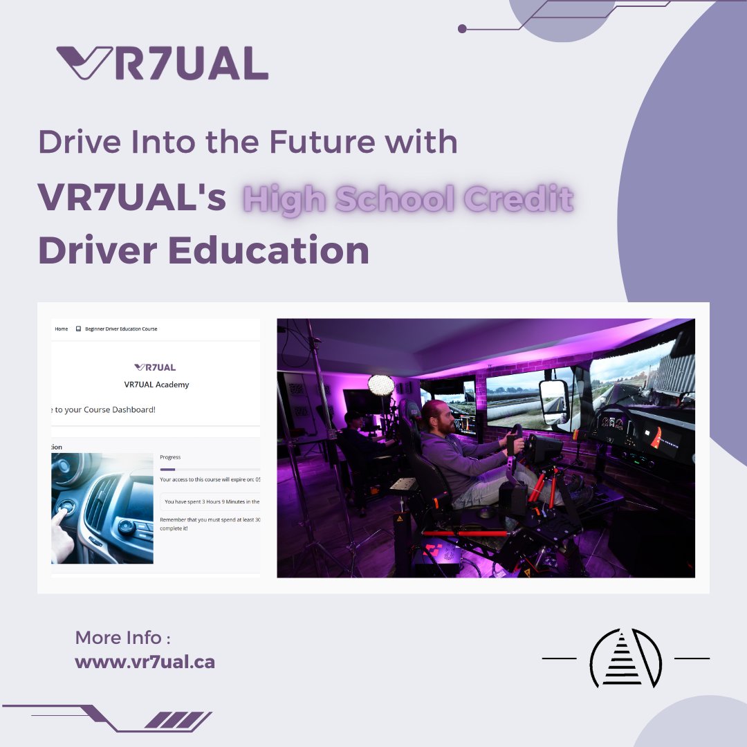 vr7ual's tweet photo. Rev up your high school experience with VR7UAL's Driver Education Program, now in partnership with @riseacademy2020! Earn high school credits while mastering the roads through our LMS. #FutureDrivers #HighSchoolCredits #VR7UAL https://t.co/KkCGTmM0NY