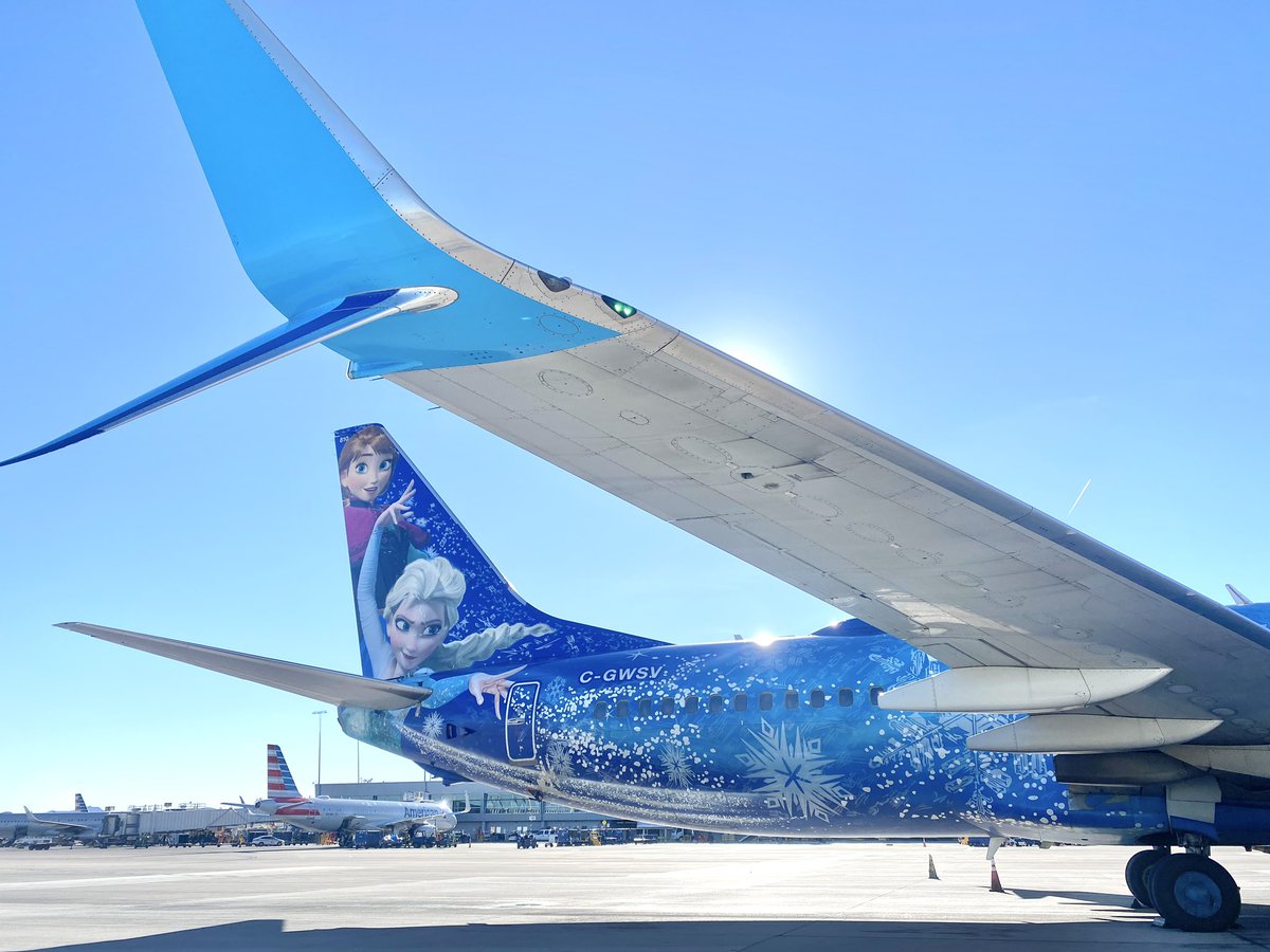 The wind is howling like this swirling storm inside…🌬️🎶… I guess we know where all this wind is coming from. 😉 @Westjet’s #Frozen plane makes an appearance today at LAS. ❄️🥶