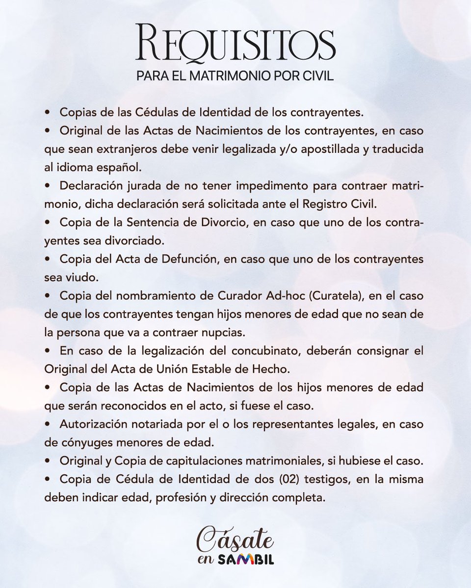 tusambilccs's tweet image. ¿Te gustaría casarte en el Centro SAMBIL Caracas? El 14 de febrero estaremos uniendo en matrimonio civil 10 felices parejas. 

Conoce los requisitos y celebremos juntos este momento tan especial 💍