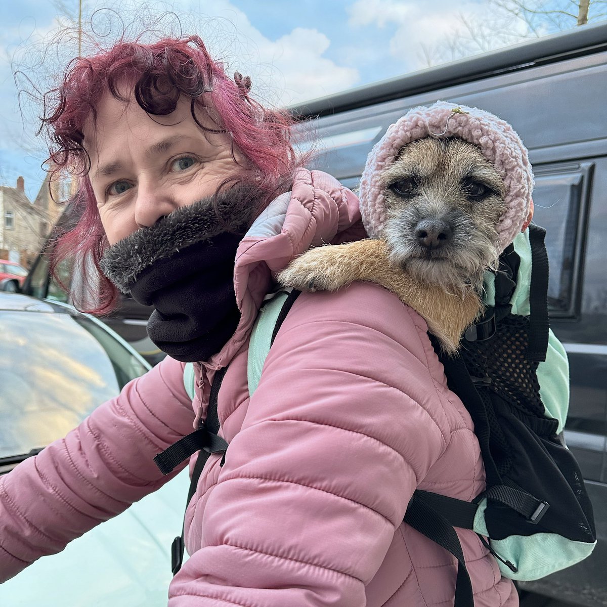 brocknroller's tweet photo. On Mondays we wear pink!! Cold bike ride today! https://t.co/317sQUMuCV