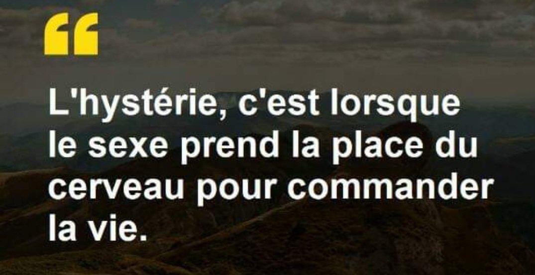 psy_massondavid's tweet image. Vu sur FB. "L'hystérie, c'est lorsque le sexe prend la place du cerveau pour commander la vie" (M.Tournier)
J'ai les yeux qui saignent littéralement devant tant de "sagesse".
N'essayez surtout pas de reproduire cette cascade chez vous.
#NimporteQuoi
