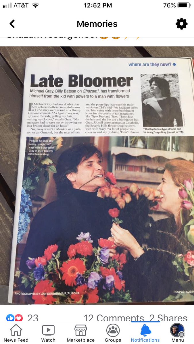 After Shazam was cancelled my wife and I bought a flower shop so People magazine did an article about it. Don’t have it now as I want to get back in my career. 👏👏🙏