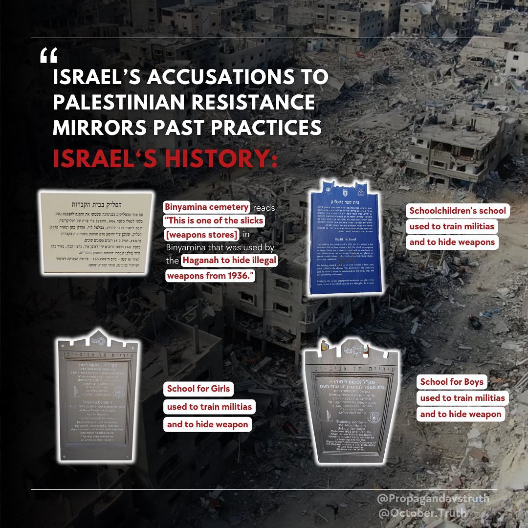 propvstruth's tweet photo. @Israel WATCH - Zionist terrorist militant groups used hospitals, synagogues, schools and cemeteries for training and weapons storage before the Nakba. 

Every zionist accusation truly is a confession. https://t.co/kDyN6GxpCW