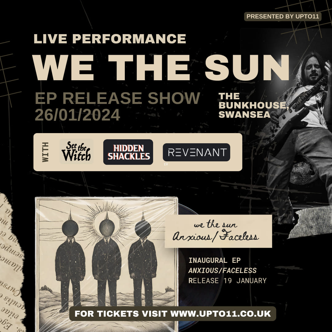 📅 FRI 26 JAN ⇩
Alt-rock power trio @WeTheSun host their EP launch party!! 🎸🔥

The Battle of the Bands 2023 winners return to the Bunk stage, joined by:
<a href="/SeeTheWitchBand/">See The Witch</a> 
<a href="/revenantwales/">REVENANT</a> 
@hiddenshackles 

🕕 Doors 18.00
🎟️ £6 ADV

Get tickets ⇨ bunkhousebar.gigantic.com/upto11-events-…
