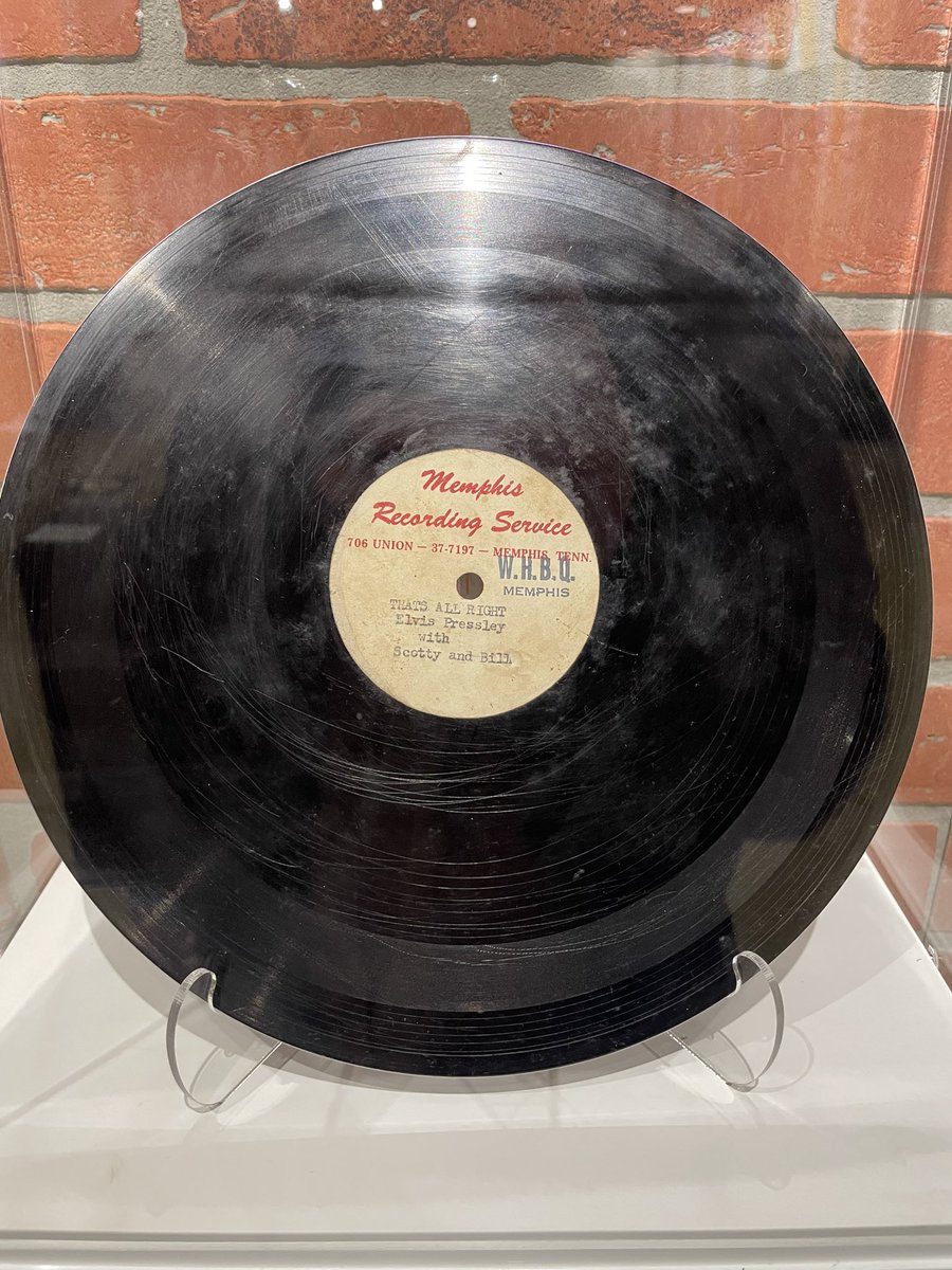 ArgoMemphis's tweet photo. Here it is! THE acetate of That’s All Right that Dewey Phillips first played on the air! Back in Memphis at its new permanent home @VisitGraceland ⚡️ https://t.co/uxCg2dvL1T