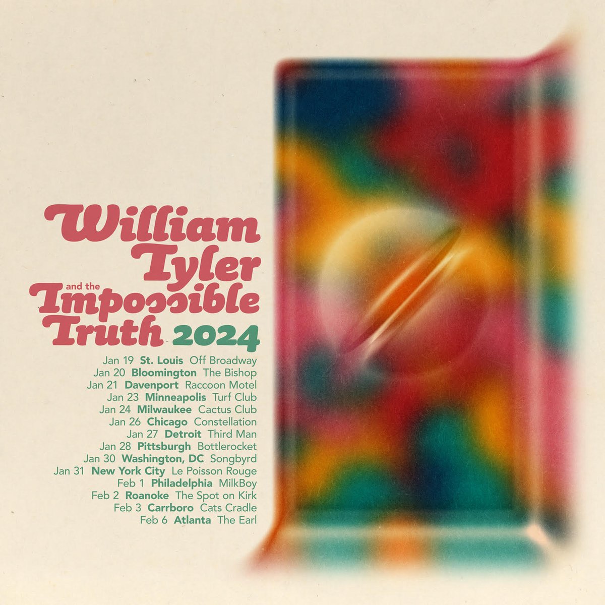 Merge Records (@mergerecords) on Twitter photo Don't miss the incredible <a href="/williamtylertn/">william tyler</a> and the Impossible Truth U.S. tour coming to a city near you!
🎟 Tickets: tinyurl.com/mt74nx23 🎟 Don't miss the incredible <a href="/williamtylertn/">william tyler</a> and the Impossible Truth U.S. tour coming to a city near you!
🎟 Tickets: tinyurl.com/mt74nx23 🎟
