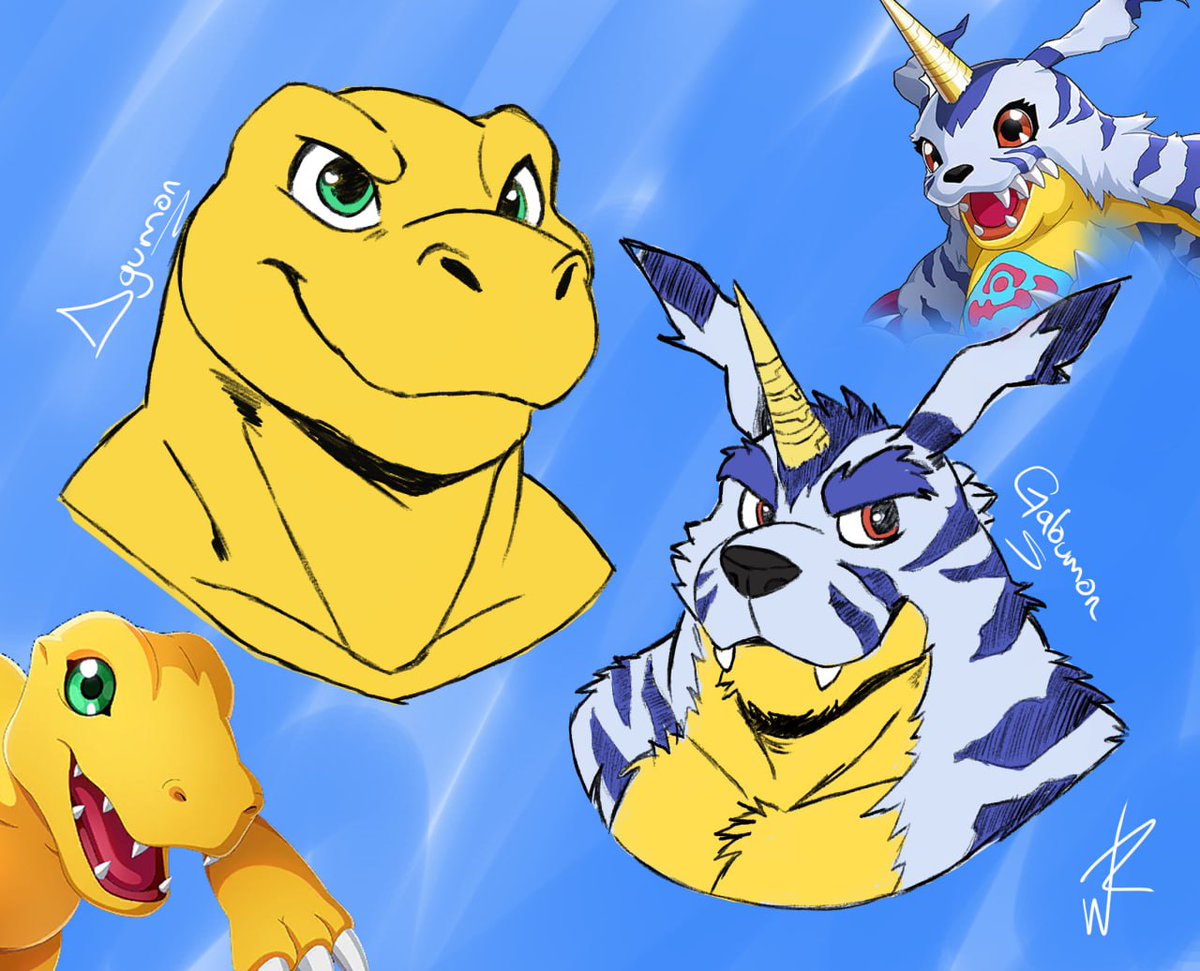 I've been involved in the Digimon TCG for a year, now; I wanted to draw the two popular boys in the series ☺️