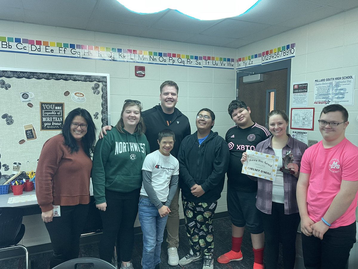 Chelsey O’Neill is our Vicki Kaspar Shining Star winner. She is one of our speech language pathologists. Chelsey always has a smile on her face, is super helpful to everyone and takes care of all of her students.