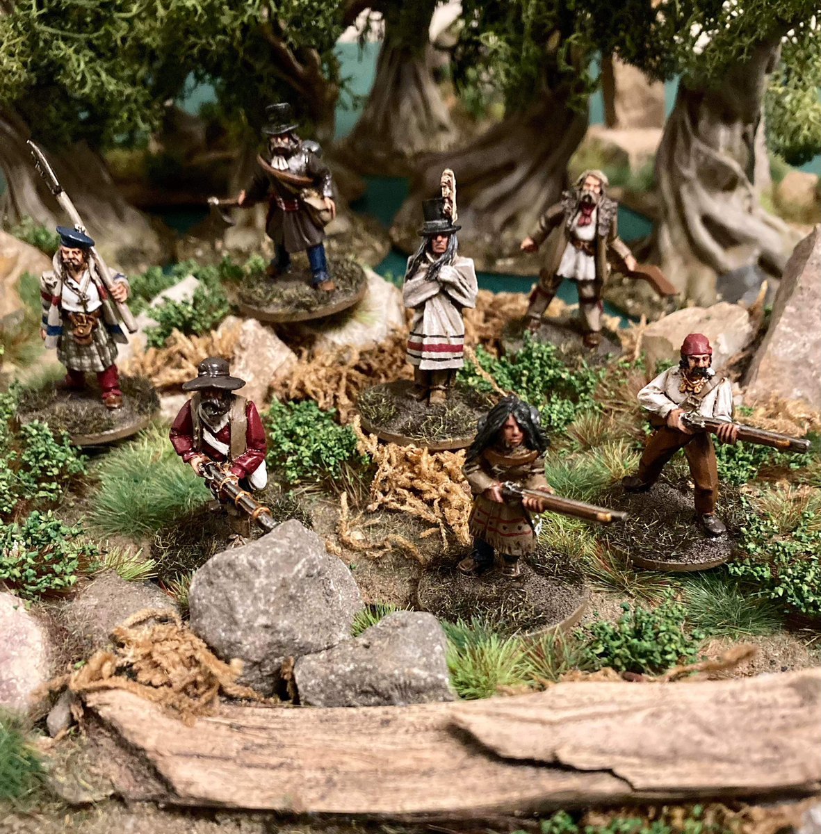 foreststroller's tweet photo. New year new minis for the hobby, recently purchased #silverbayonet Canada and have (when I have time) been painting up two units along with some suitable monsters for the big woods #wargaming #historicalwargaming #horror #canada #napoleonic https://t.co/u8HEl4EXTl