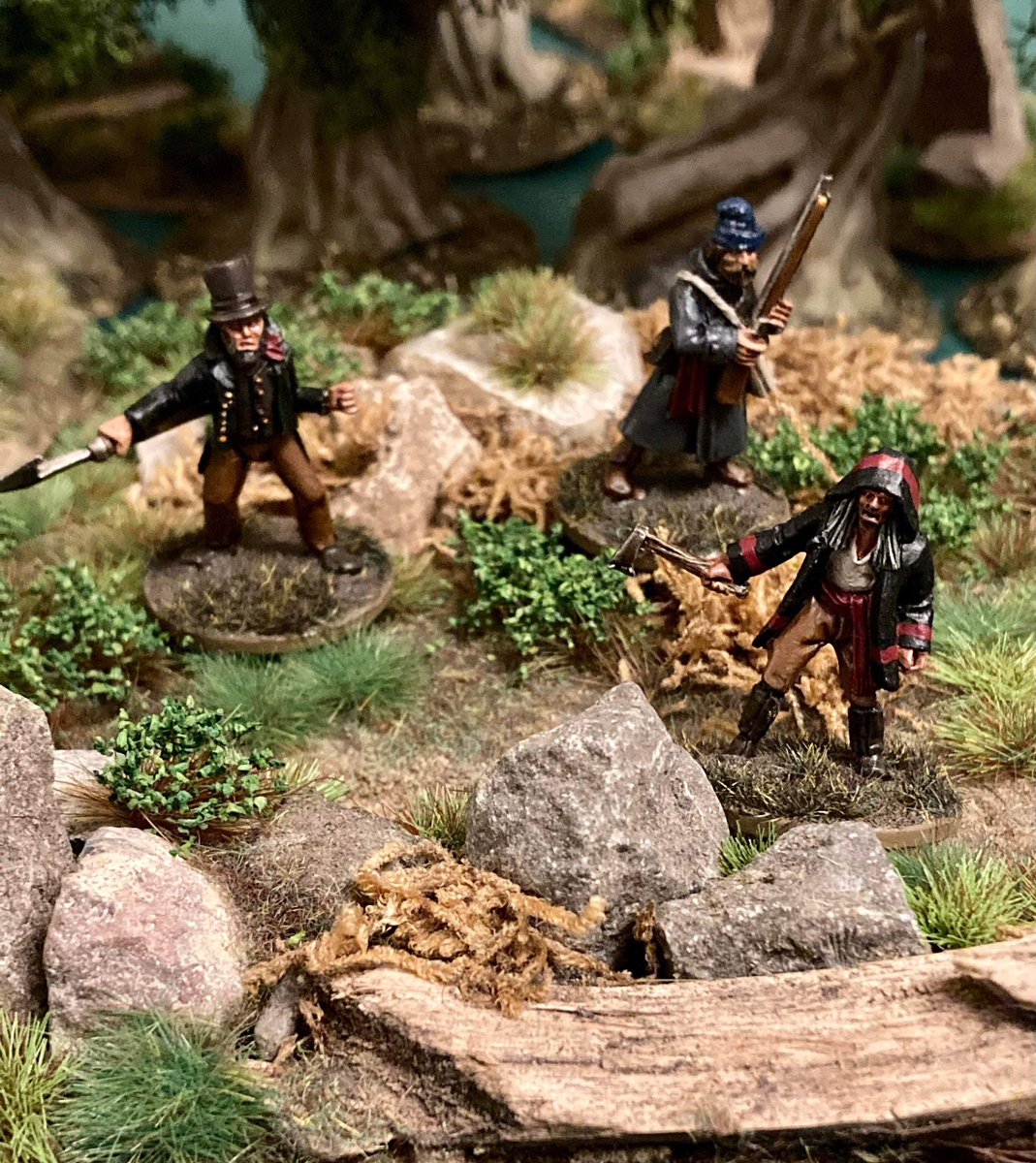 foreststroller's tweet photo. New year new minis for the hobby, recently purchased #silverbayonet Canada and have (when I have time) been painting up two units along with some suitable monsters for the big woods #wargaming #historicalwargaming #horror #canada #napoleonic https://t.co/u8HEl4EXTl