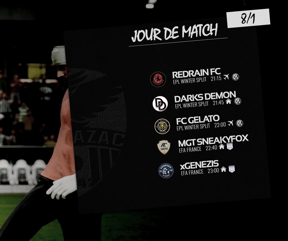 Young_Cracks's tweet photo. 𝑱𝒐𝒖𝒓 𝒅𝒆 𝒎𝒂𝒕𝒄𝒉 📆 @eProLeagueCP @EfaFranceoff 

🔴 𝗦𝘂𝗶𝘃𝗲𝘇-𝗻𝗼𝘂𝘀 𝗮̀ 𝟮𝟭:𝟬𝟬 :
https://t.co/XF8jVYx7xN

#ASA⚫️⚪️ | #Clubs https://t.co/5mNjtxx72y