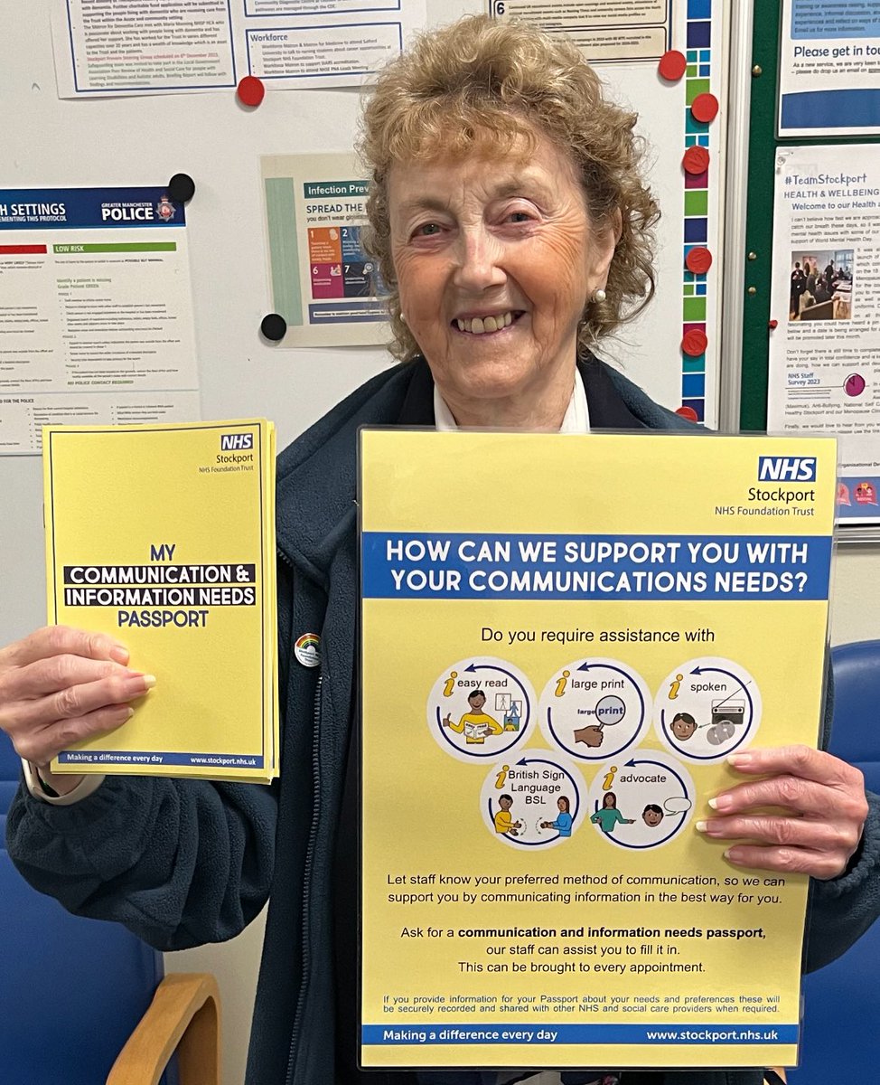 StockportPtExp's tweet photo. Communication passports and posters out today to our wards @StockportNHS ๐ #supportingneeds #makingcommunicationeasier @helshow1 @NiclaFirth6 @hood_mamoona @AoifeIsherwood https://t.co/MWZxfomWZ5