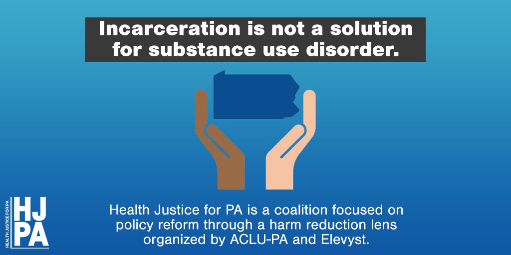 HealthJusticePA's tweet photo. Incarceration does not solve substance use disorder. Pennsylvania policy makers must prioritize evidence-based solutions. #HarmReduction #SubstanceUse https://t.co/l7glMFpSEw