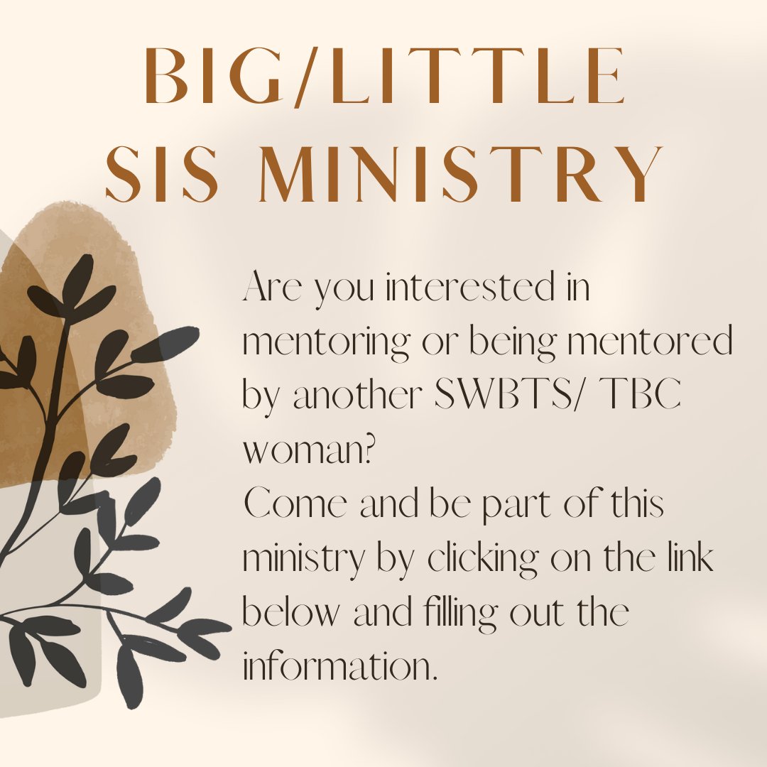 SWBTSWomen's tweet photo. Are you interested in mentoring or being mentored by another TBC/SWBTS woman? Fill out the link below to sign up!

https://t.co/jqjZVD0joi https://t.co/AZQ4DpLJ2Z