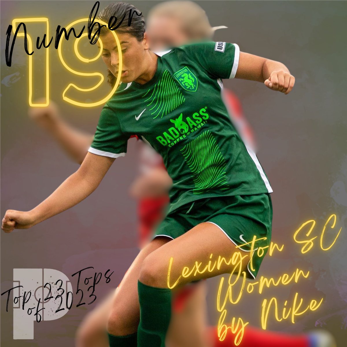 Number 19 is a rare appearance of a Nike shirt - Lexington SC’s Women had a slightly different iteration of the shirt than the men and their Bad Ass Coffee sponsor is probably what gave them an average ranking of 22.29