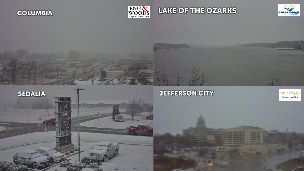 ChanceGotsch's tweet image. Seeing heavier snowfall across portions of Mid-Missouri including what we can see on our live weather cams  including here in Columbia and Sedalia. Visibilty could become impacted by these bigger flakes so take your time on roadways. #CoMO, #JCMO, #MidMO, #MOwx