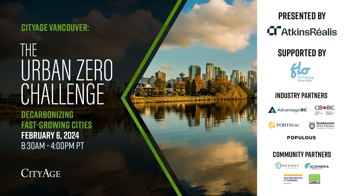 CityAge Vancouver: The Urban Zero Challenge is taking place on Feb 6. Take advantage of our exclusive discounts for select groups! 🌟 Early Bird: $395 (Exp. Jan 16) Gov Rate: $295 Non-profit Rate: $195 Startup Rate: $195 Student Rate: $95 TICKETS ➡ lnkd.in/g7d-gYfj