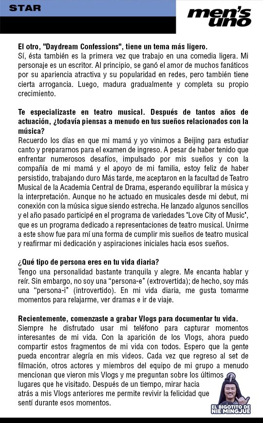 BigotitoSubs's tweet photo. [TRAD ESP] Ene.2024

Aquí la traducción en español de la entrevista a Wang Zhuocheng para "风度men's uno". https://t.co/JnllEokq7k