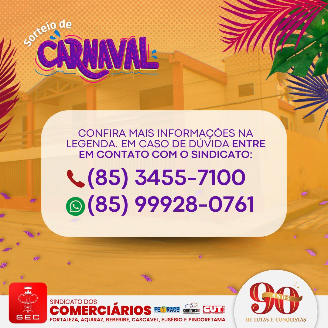Secfortaleza1's tweet photo. Atenção para o sorteio de Carnaval! https://t.co/zndUynCV4T