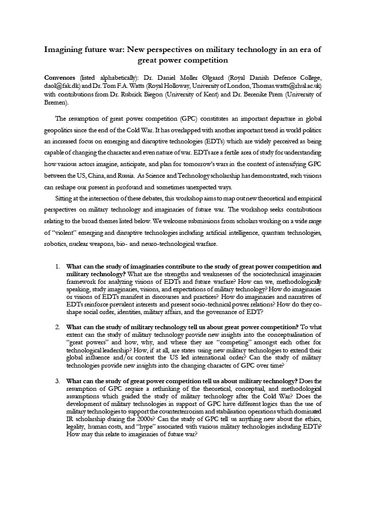 DanihjelMO's tweet photo. Join me and Tom Watts for #EWIS24 July 3-5 in Istanbul for an exciting discussion about future war, #EDTs, and great power competition. Deadline for submission of abstracts is February 5. https://t.co/7v7Xf57nHI