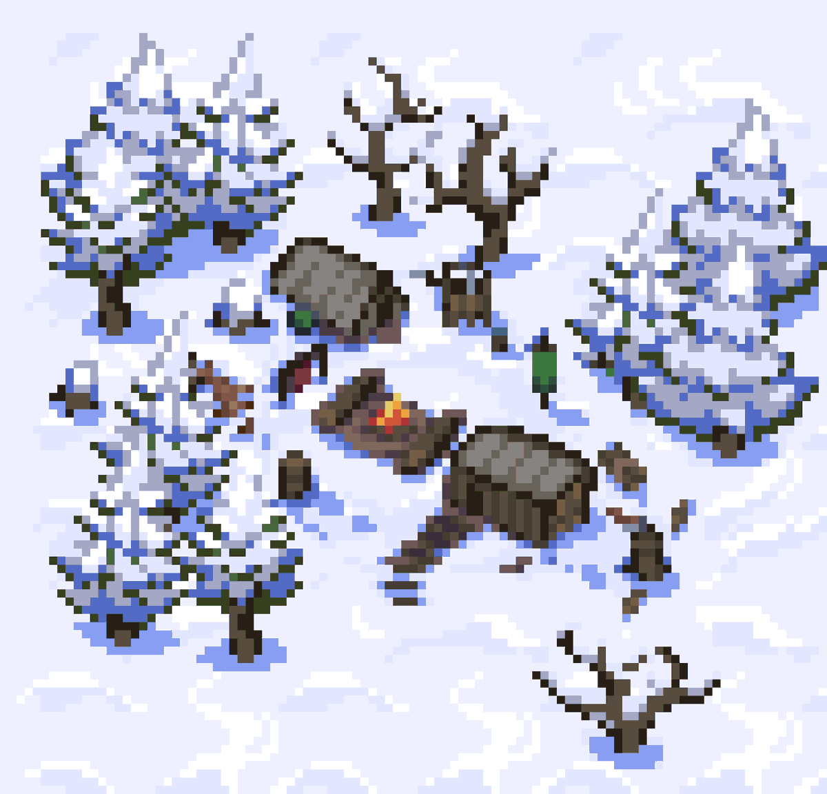 ❄️A beautiful snowy scene, created for <a href="/DreamonStudios/">Dreamon Studios</a> by our <a href="/Noren1417/">Noren</a> 🧡

#ドット絵 #pixelart #indiegame
