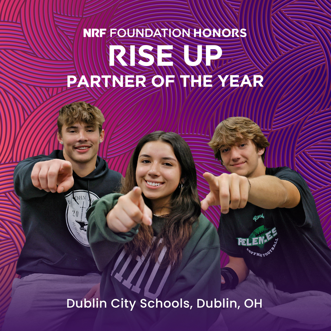 We are pleased to recognize Dublin City Schools as the 2024 RISE Up Partner of the Year! We look forward to celebrating this award at the 2024 NRF Foundation Honors on January 14 in NYC. Congratulations students and educators! nrf.com/media-center/p…