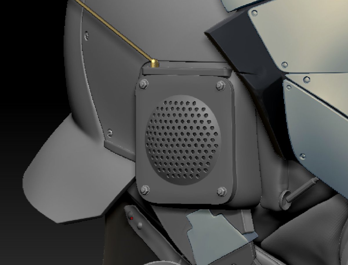 mechanizedmagik's tweet photo. Working to finish this. Made some modifiactions to the mouthpiece and the earpieces. Added chest pouches, working on adding detail.

Need to get this done.

#gameart #propmodel #ArtistOnX #ArtistOnTwitter #Zbrush #hardsurfacesculpting #sculpt https://t.co/JfIoUDGx2b