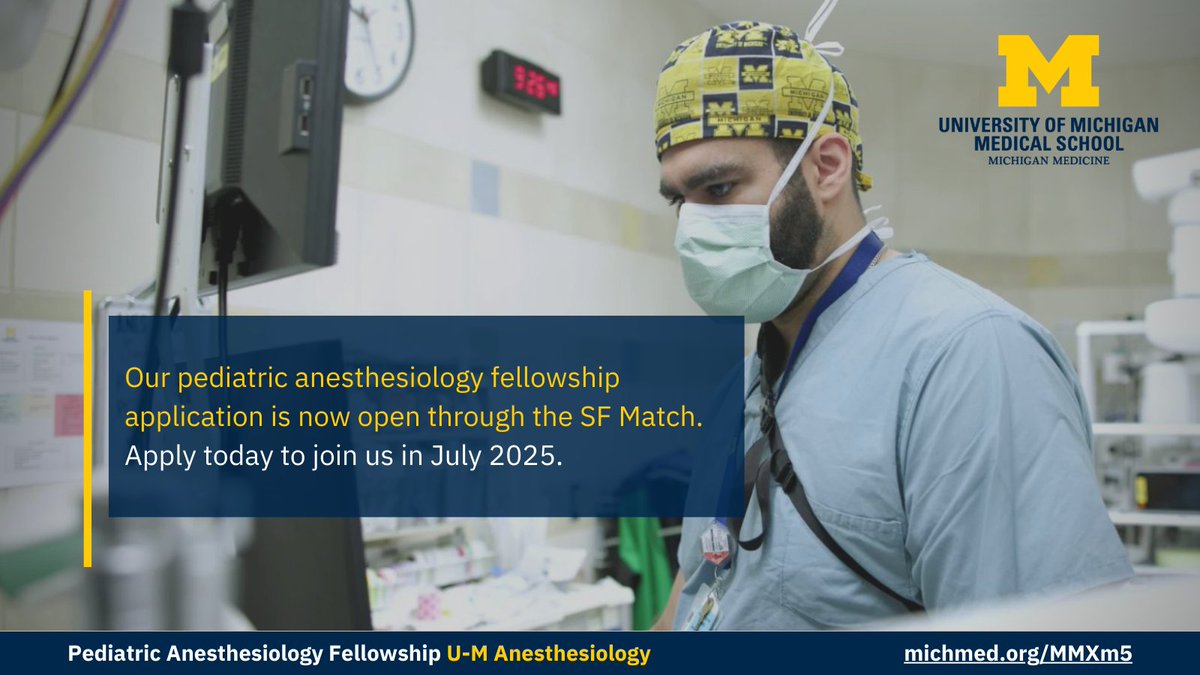 🚨 Applications for our Pediatric Anesthesiology Fellowship OPENED TODAY! 🚨 Jumpstart your career at the top-ranked children's hospital in Michigan. Learn more about our program & how to apply: michmed.org/MMXm5