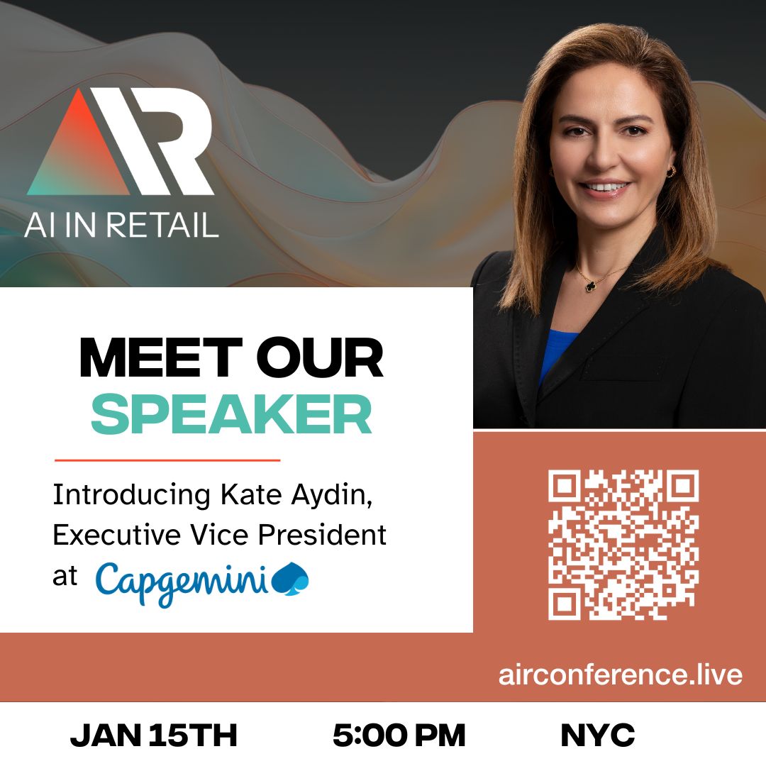 RETHINK_Retail's tweet photo. π’ Excited to have Kate Aydin at AiR Conference! Catch her unique insights from an illustrious career!
π RSVP: https://t.co/UoPZa8iJ2N - Hurry, 75% full, no walk-ins.
#AiRConference #TechLeadership #Innovation https://t.co/rRbjnf9HTh