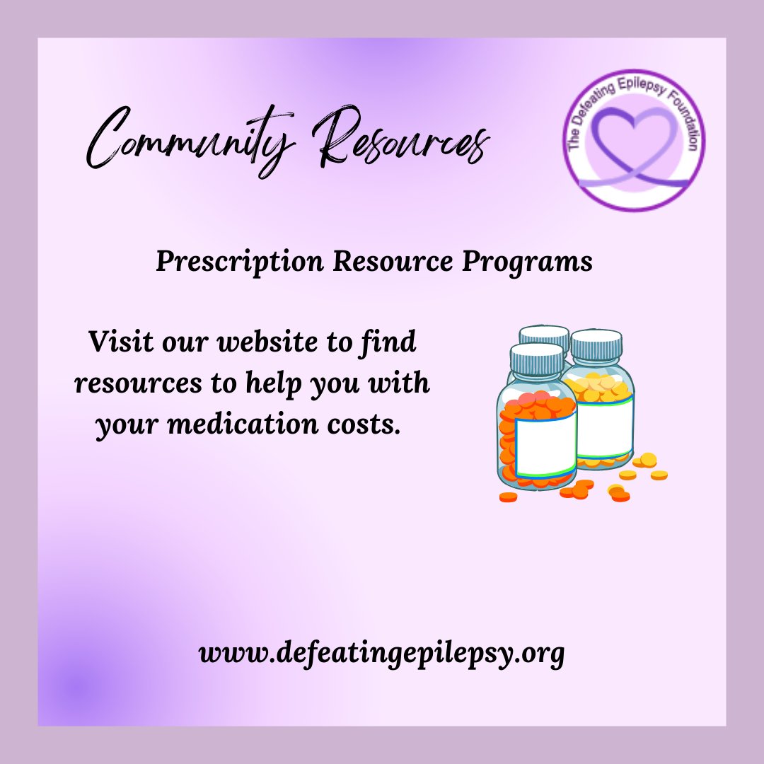 Need assistance getting your medication? Check out our resources on our community page for prescription medication resources! Link: defeatingepilepsy.org/prescription-r… #epilepsy #seizures #medication #treatment
