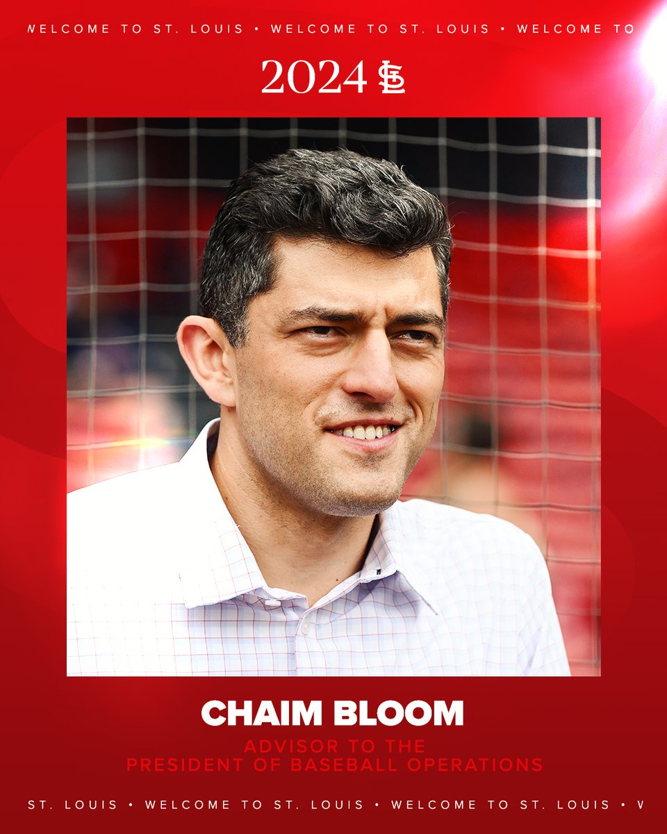 We have named Chaim Bloom as an Advisor to the President of Baseball Operations.

Bloom most recently served as Chief Baseball Officer for the Boston Red Sox from 2019 through 2023.

#STLCards