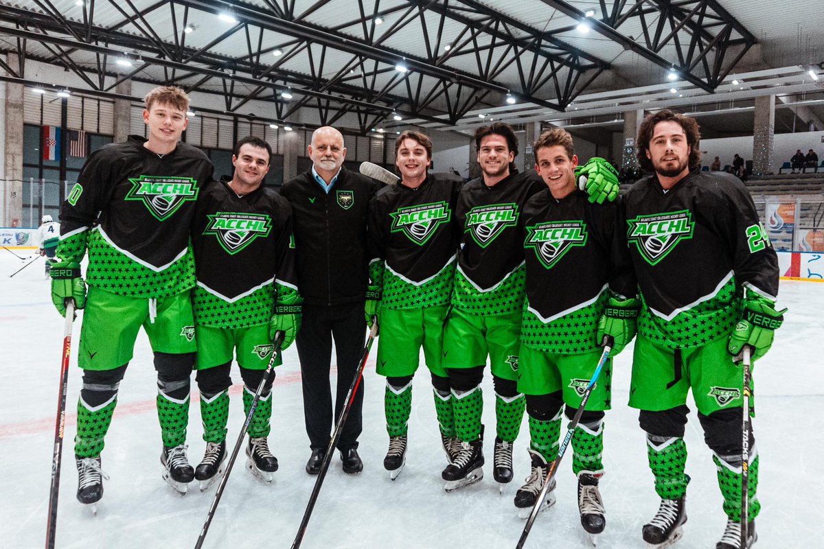 VTicehockey's tweet photo. The Virginia Tech contingent of the ACCHL Premier All-Star team in Europe!!  The team is 2-1 so far, with the final game of the trip taking place tomorrow.  Looking good, boys! https://t.co/MKQpDfqdip