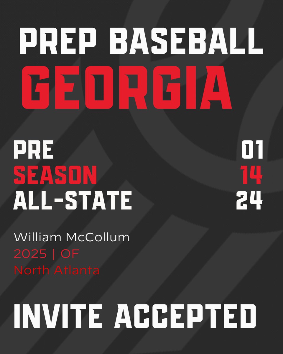 𝓘𝓝𝓥𝓘𝓣𝓔 𝓐𝓒𝓒𝓔𝓟𝓣𝓔𝓓 ✅

+ The following players will be at the 2024 Preseason All-State on January 14th.

▪️ '25 William McCollum (<a href="/5starr_will/">William</a>) 
▪️ '26 Jayden Stone (<a href="/JaydenStone06/">Jayden Stone</a>)
▪️ '26 Dylan Meehan (<a href="/Dylanmeehan215/">Dylan meehan</a>)
▪️ '26 Maddox Degon (<a href="/Mdegon33/">Maddox Degon</a>)