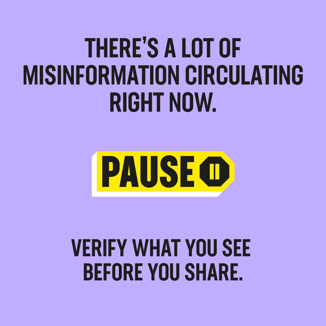 Misinformation can result in people being left uninformed &amp; put lives at risk.

What we share online can have consequences in the real world.

Pause &amp; verify facts before sharing content online.